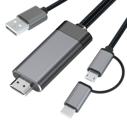 2 in 1 1080p-de Micro- Kabelaluminium Hdmi van Hdmi aan het Koord van Usb C