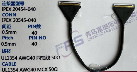 330mm Awg40 LVDS Schakelaar 40 Speld 0.5mm Elektrische Kabelassemblage