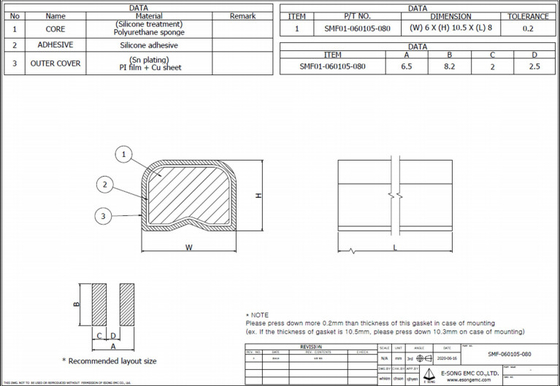 10.5mm Geleidende Elektronische Beveiligingspakking, Au EMI Shielding Gasket