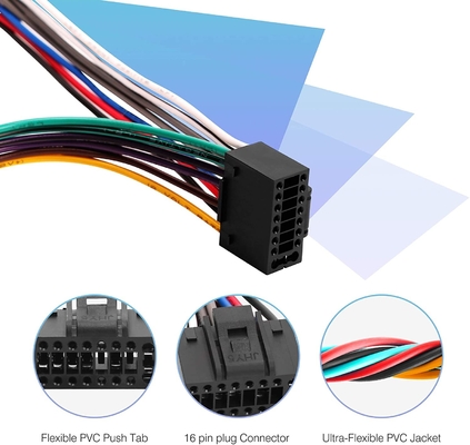 18AWG 4 Spreker 16 Pin Car Stereo Connector Electrical-Bedradingsuitrusting