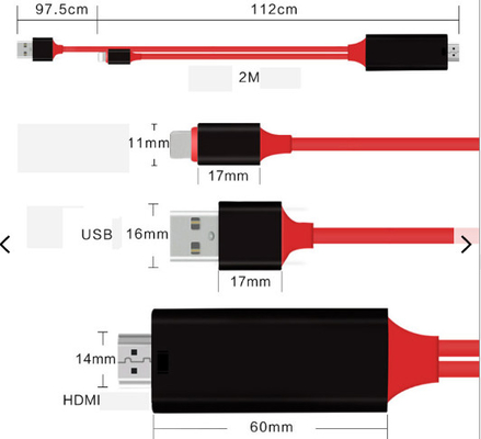 8 speld 2m HDMI-de Audiokabel van de Kabelassemblage 1080p aan Hdmi voor IPhone 13 13Plus
