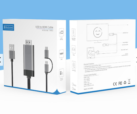 2 in 1 1080p-de Micro- Kabelaluminium Hdmi van Hdmi aan het Koord van Usb C